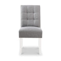 Pryder Light Grey Faux Linen Dining Chair with White Legs