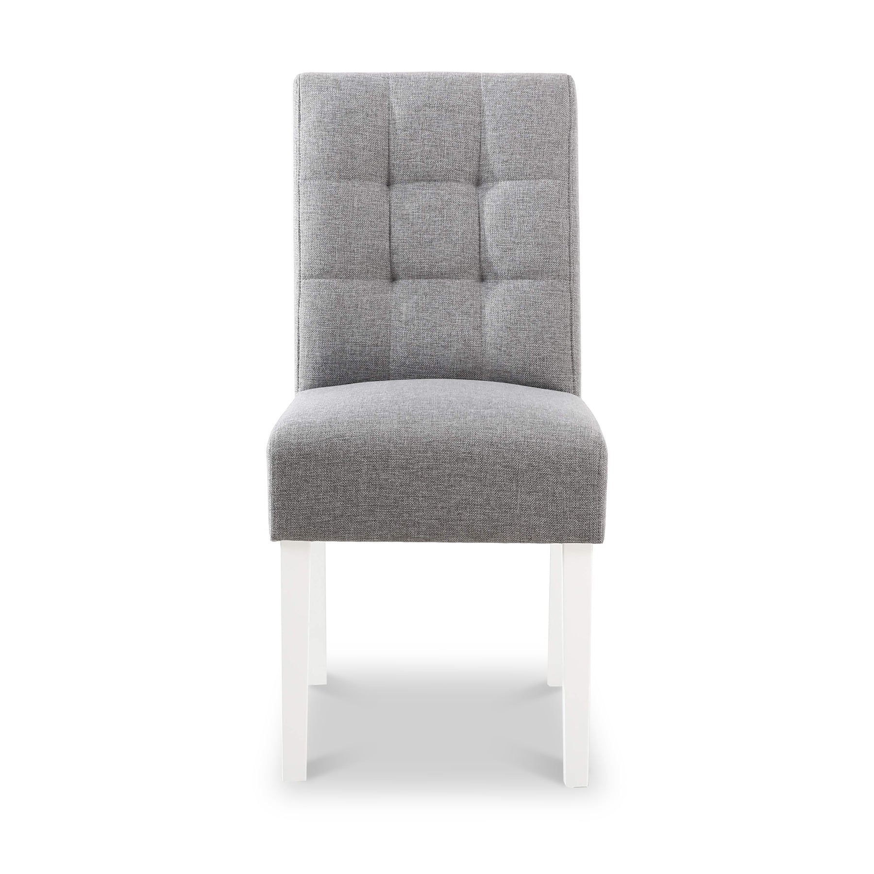 Pryder Light Grey Faux Linen Dining Chair with White Legs