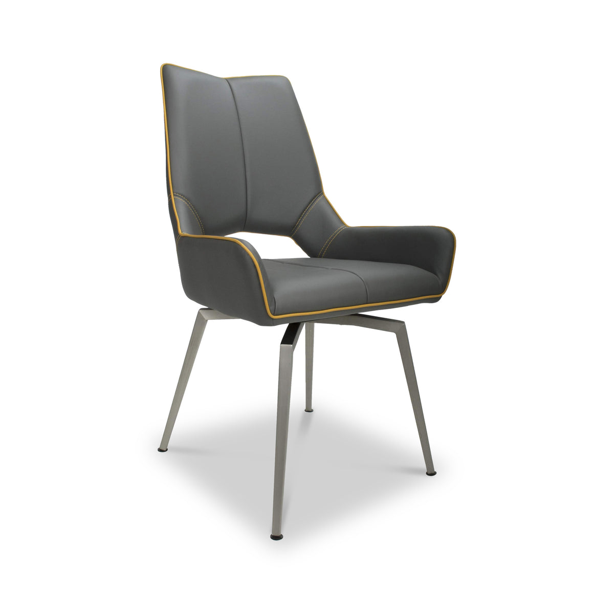 Arlo Grey Swivel Faux Leather Dining Chair from Roseland Furniture