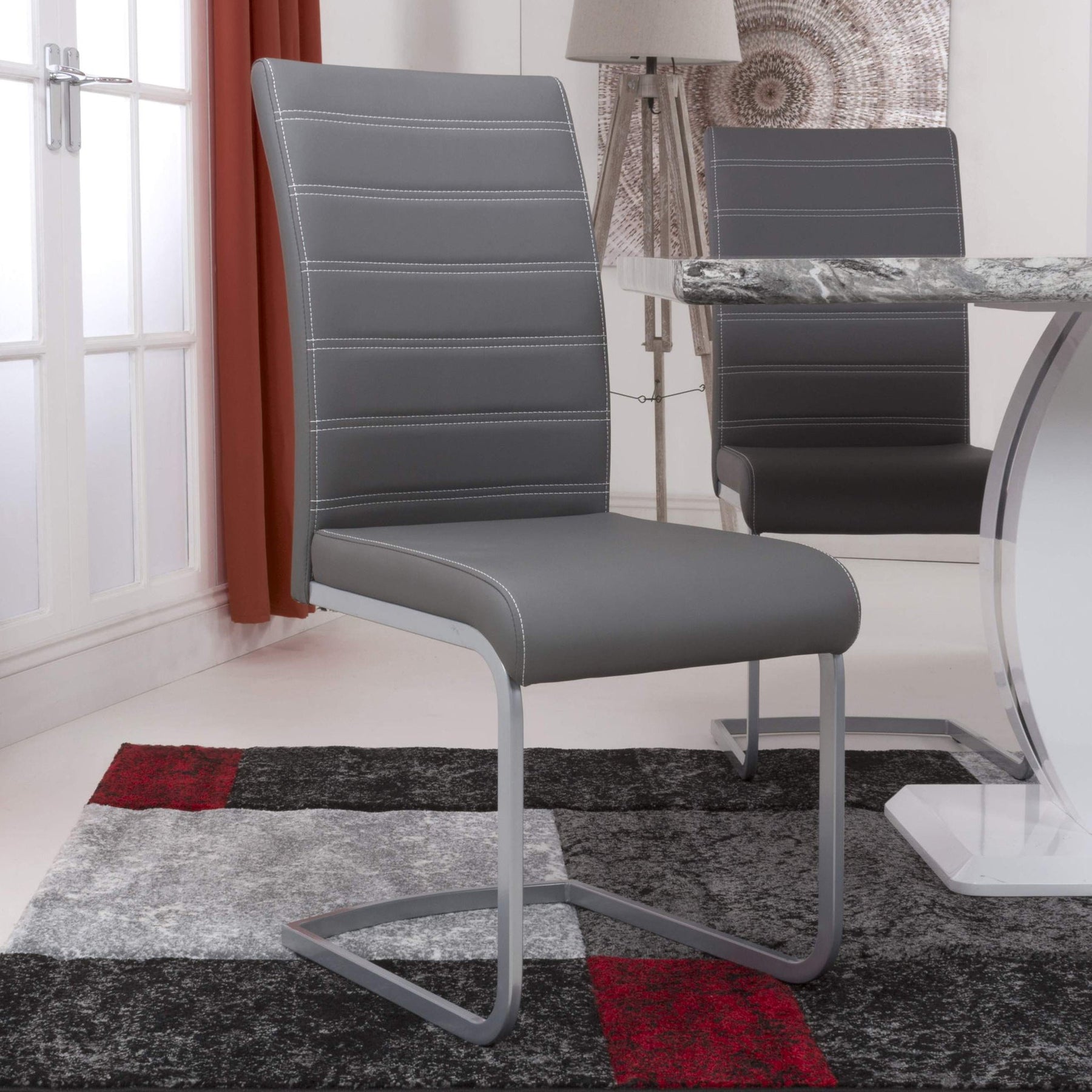 Rhoslyn Faux Leather Dining Chair Grey from Roseland Furniture