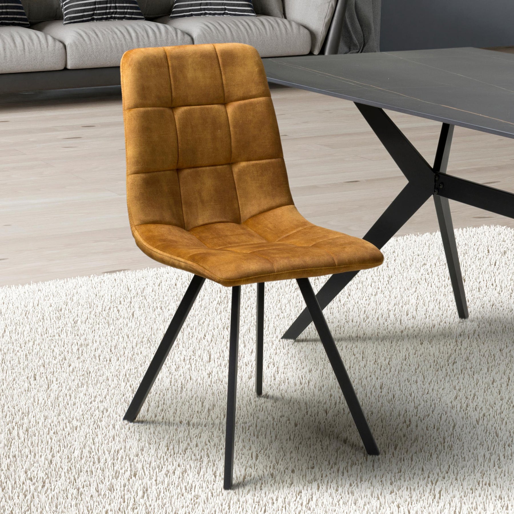 Meryn Bronze Brushed Velvet Dining Chair from Roseland Furniture