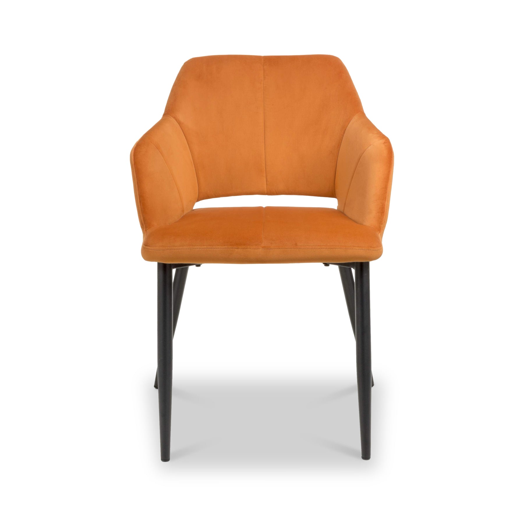 Jowan Brushed Velvet Dining Chair Orange from Roseland Furniture
