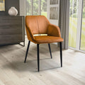 Jowan Brushed Velvet Dining Chair Orange from Roseland Furniture
