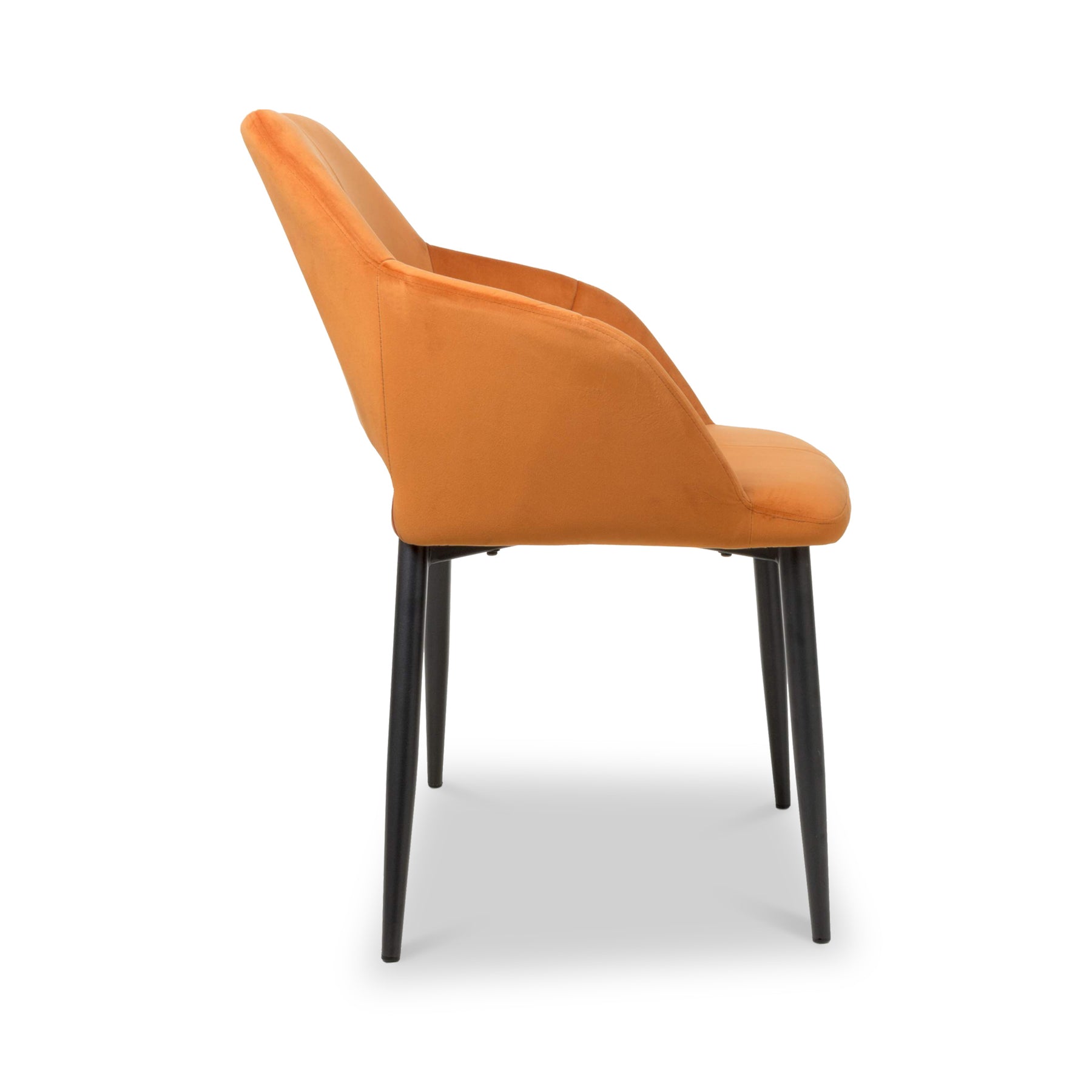 Jowan Brushed Velvet Dining Chair Orange from Roseland Furniture
