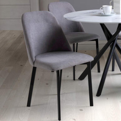 Delwyn Grey Faux Linen Dining Chair