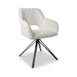 Drystan Swivel White Boucle Dining Chair from Roseland Furniture