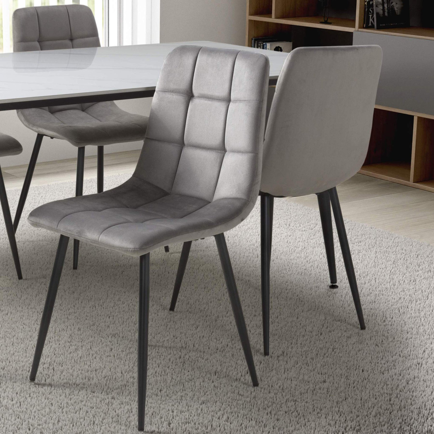 Kynan Brushed Velvet Dining Chair Grey from Roseland Furniture