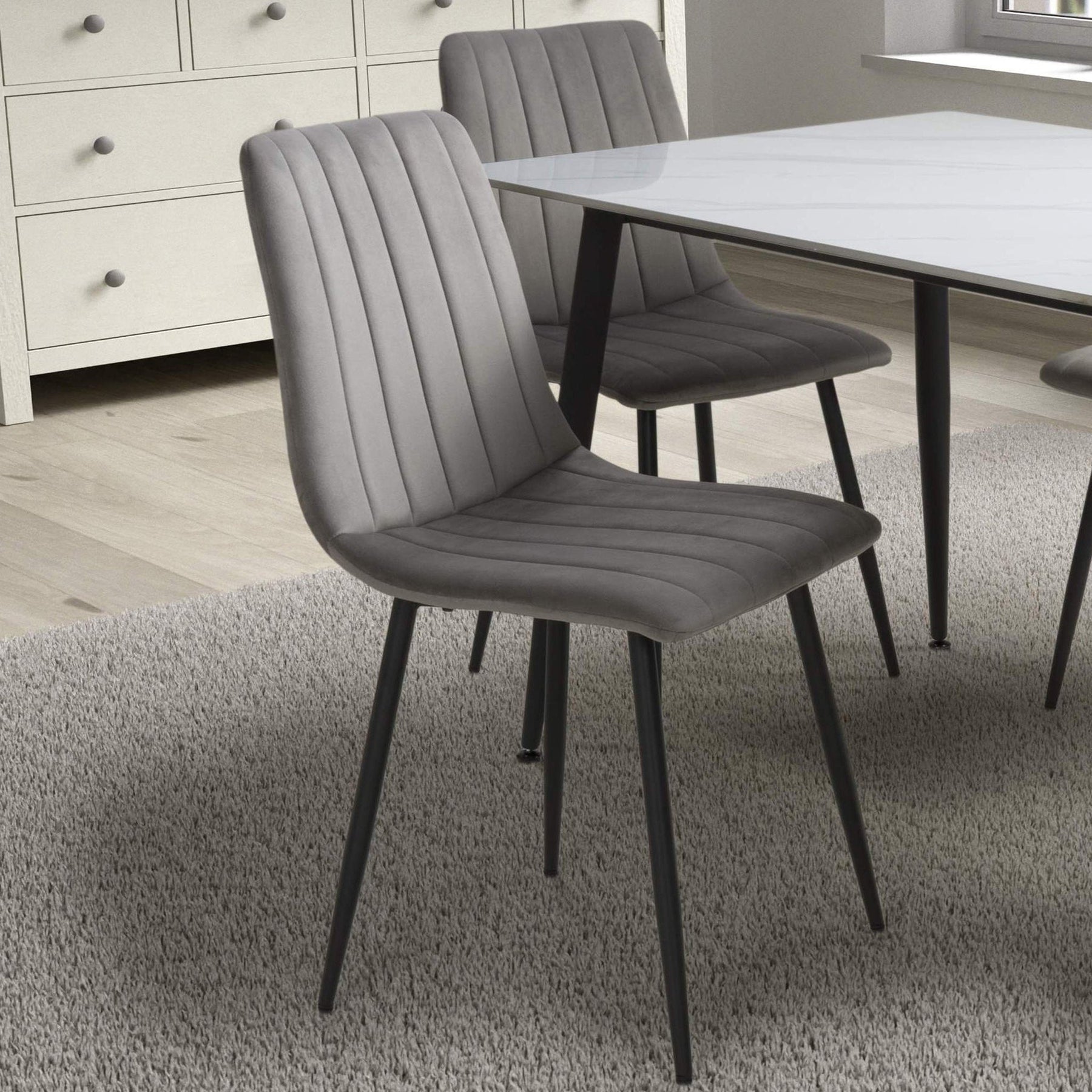 Luna Brushed Velvet Dining Chair Grey from Roseland Furniture
