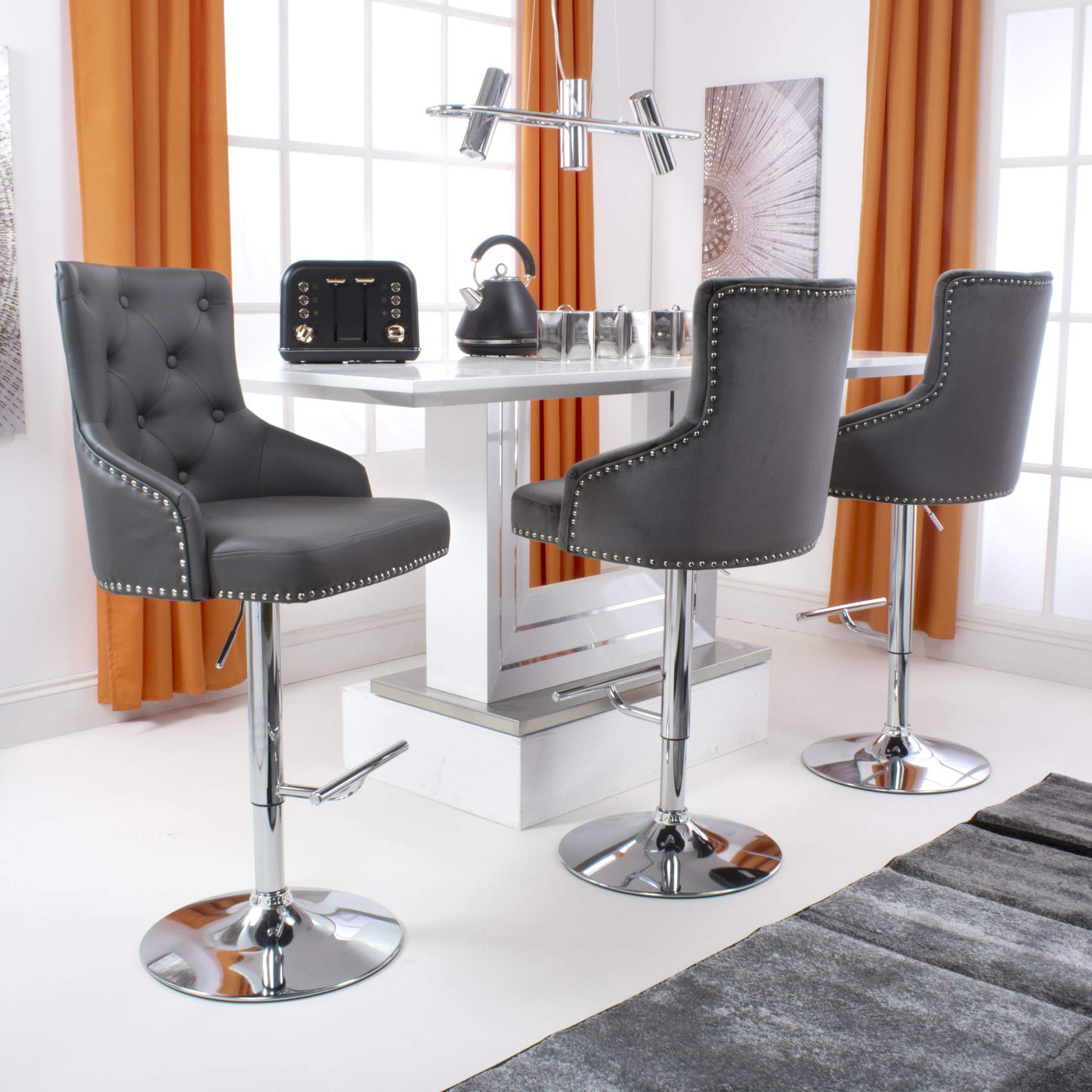 Arddun Bar Stool Grey Faux Leather from Roseland Furniture