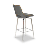 Ceri Swivel Self Returning Faux Leather Bar Stool Grey from Roseland Furniture