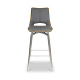Ceri Swivel Self Returning Faux Leather Bar Stool Grey from Roseland Furniture