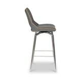 Ceri Swivel Self Returning Faux Leather Bar Stool Grey from Roseland Furniture
