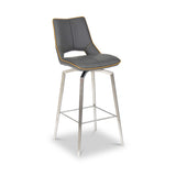 Ceri Swivel Self Returning Faux Leather Bar Stool Grey from Roseland Furniture