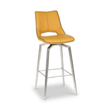 Ceri Swivel Self Returning Faux Leather Bar Stool Yellow from Roseland Furniture