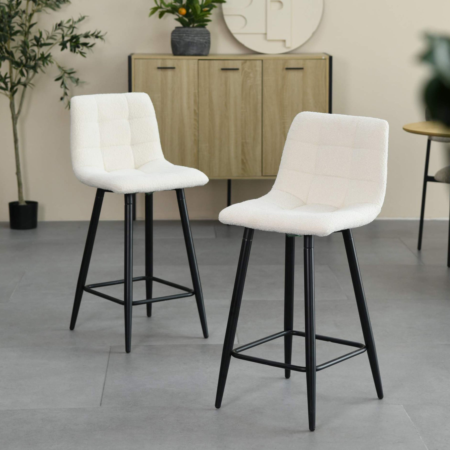 Wenford Faux Linen Bar Stool Cream from Roseland Furniture