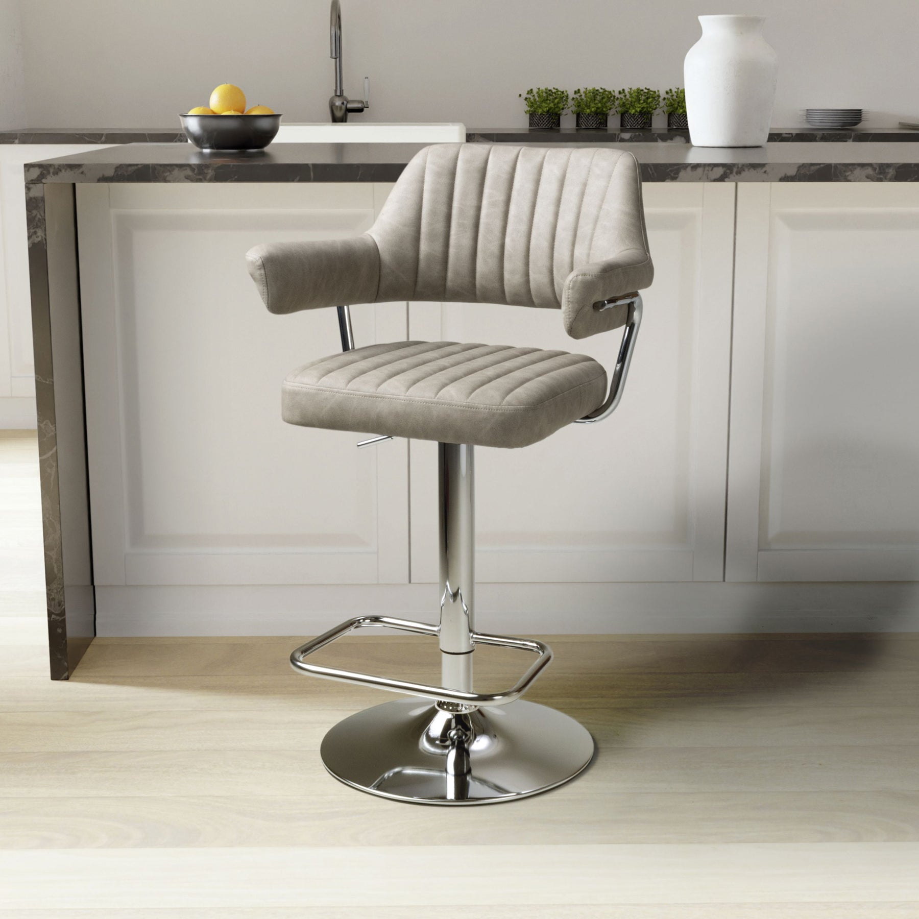 Rhonwen Faux Leather Bar Stool Mink from Roseland Furniture