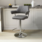 Rhonwen Faux Leather Bar Stool Charcoal from Roseland Furniture