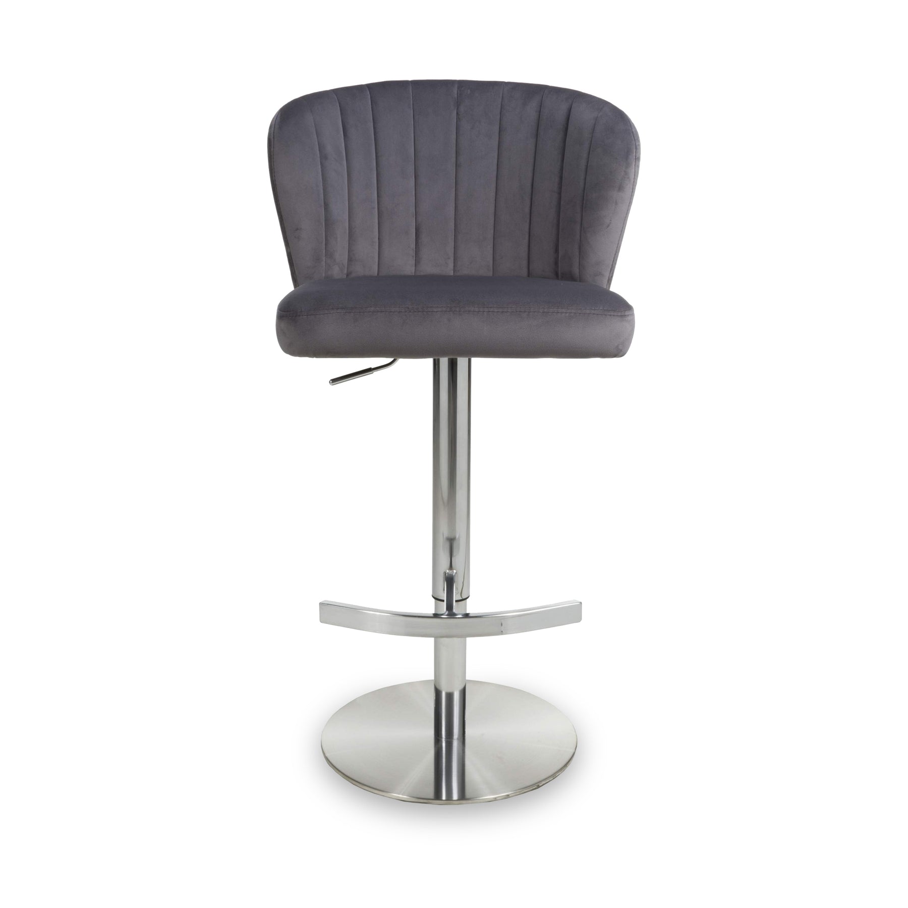 Adwen Brushed Velvet Bar Stool Grey from Roseland Furniture