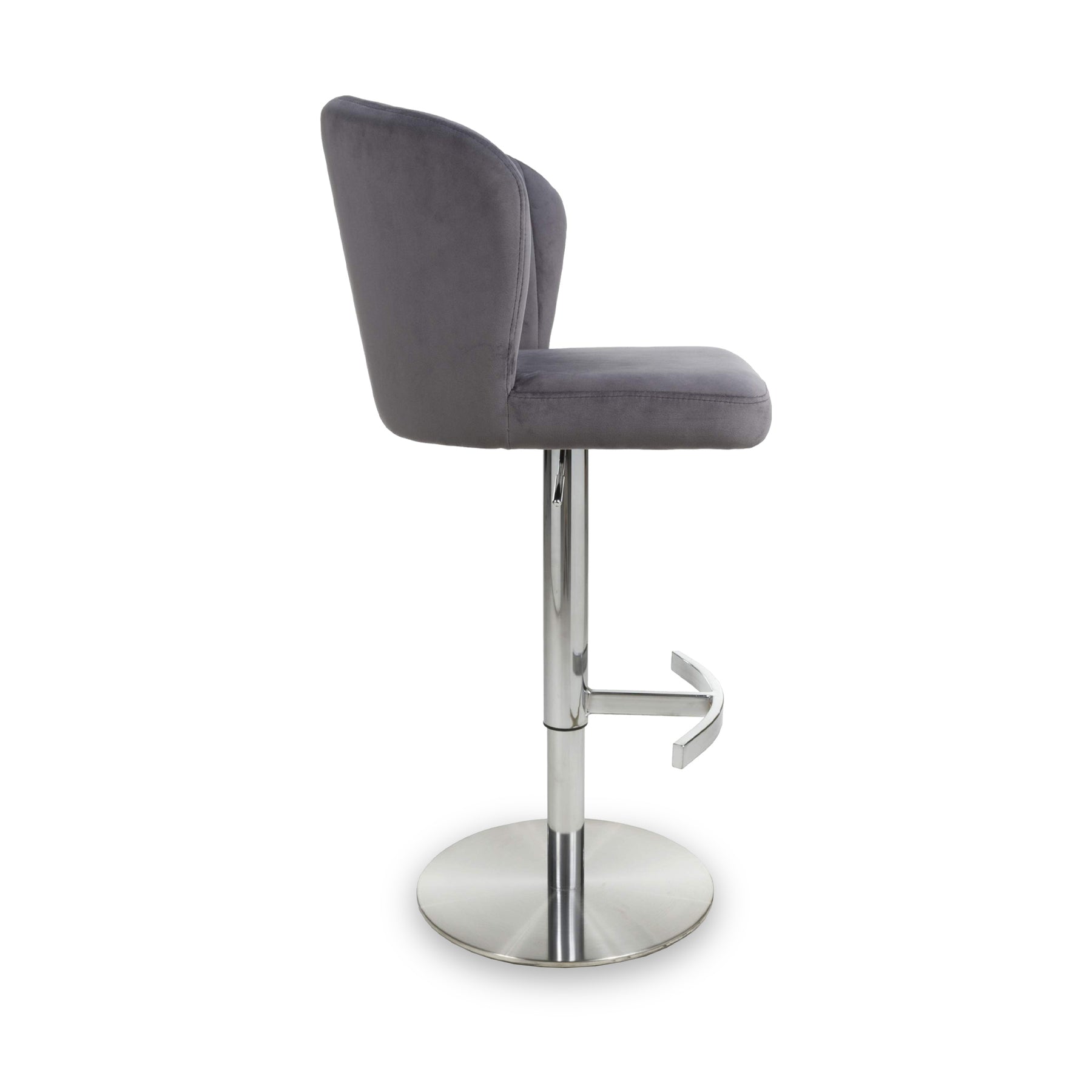 Adwen Brushed Velvet Bar Stool Grey from Roseland Furniture