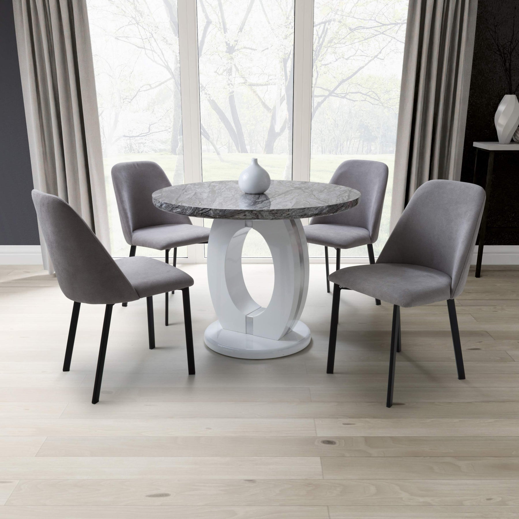 Pendeen 100cm Faux Marble Top Round Dining Table from Roseland Furniture