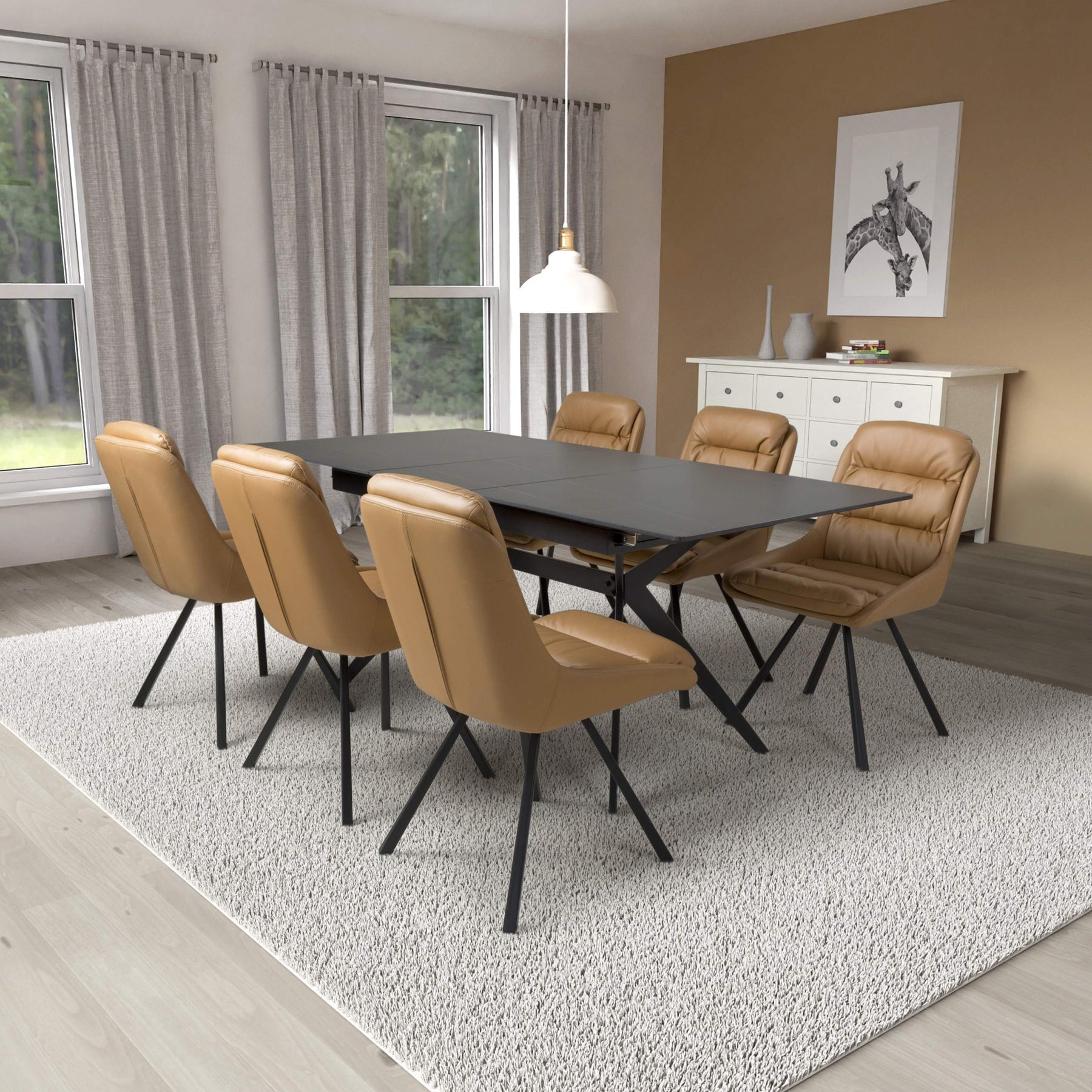 Penhallow Black 180cm Extending Dining Table