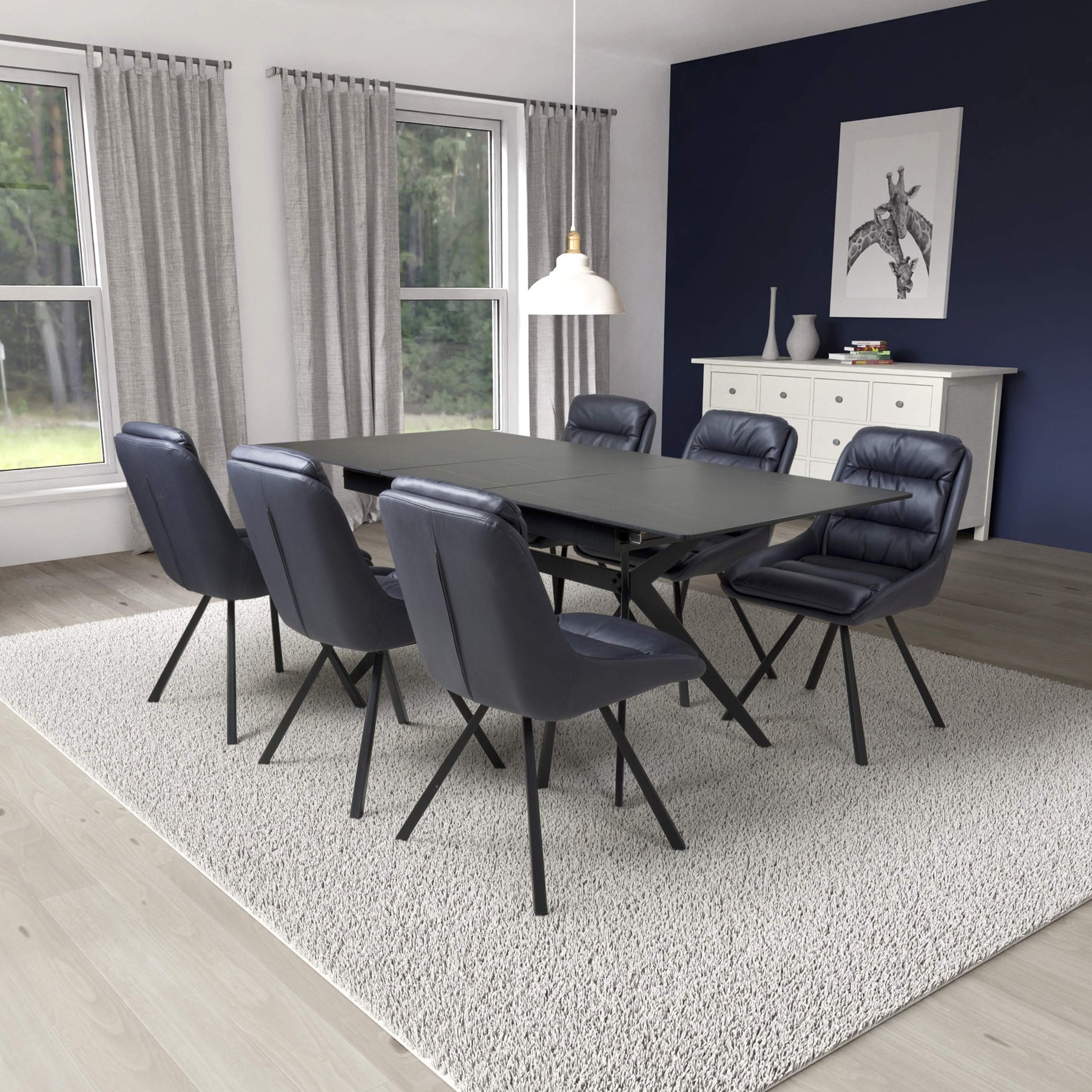 Penhallow Black 180cm Extending Dining Table