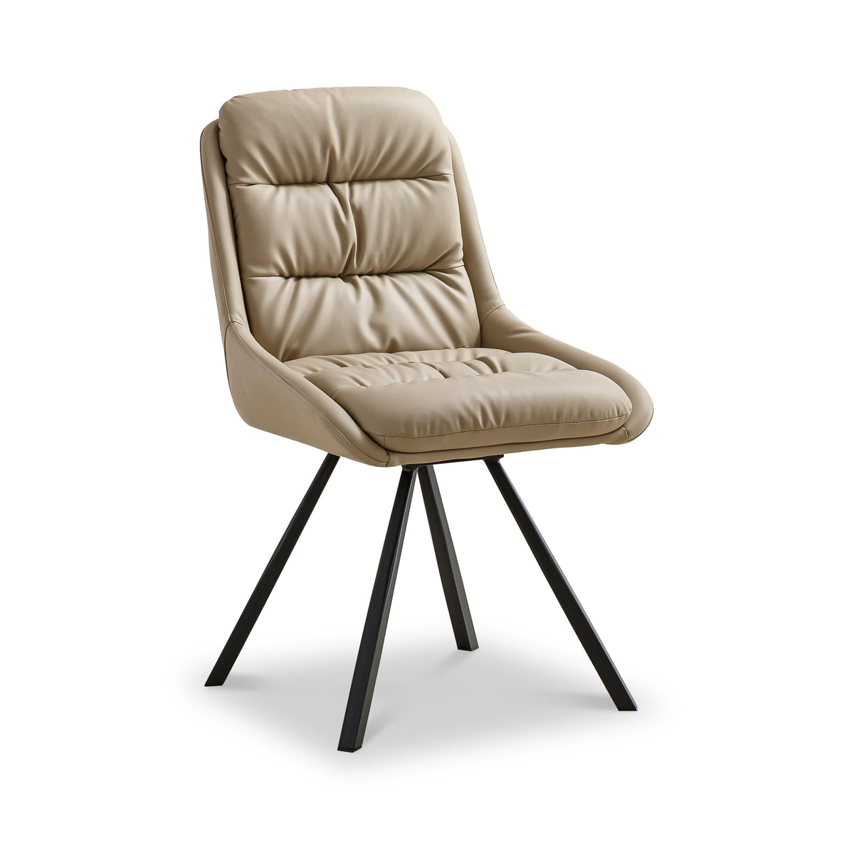 Elara Swivel Faux Leather Dining Chair Beige from Roseland Furniture