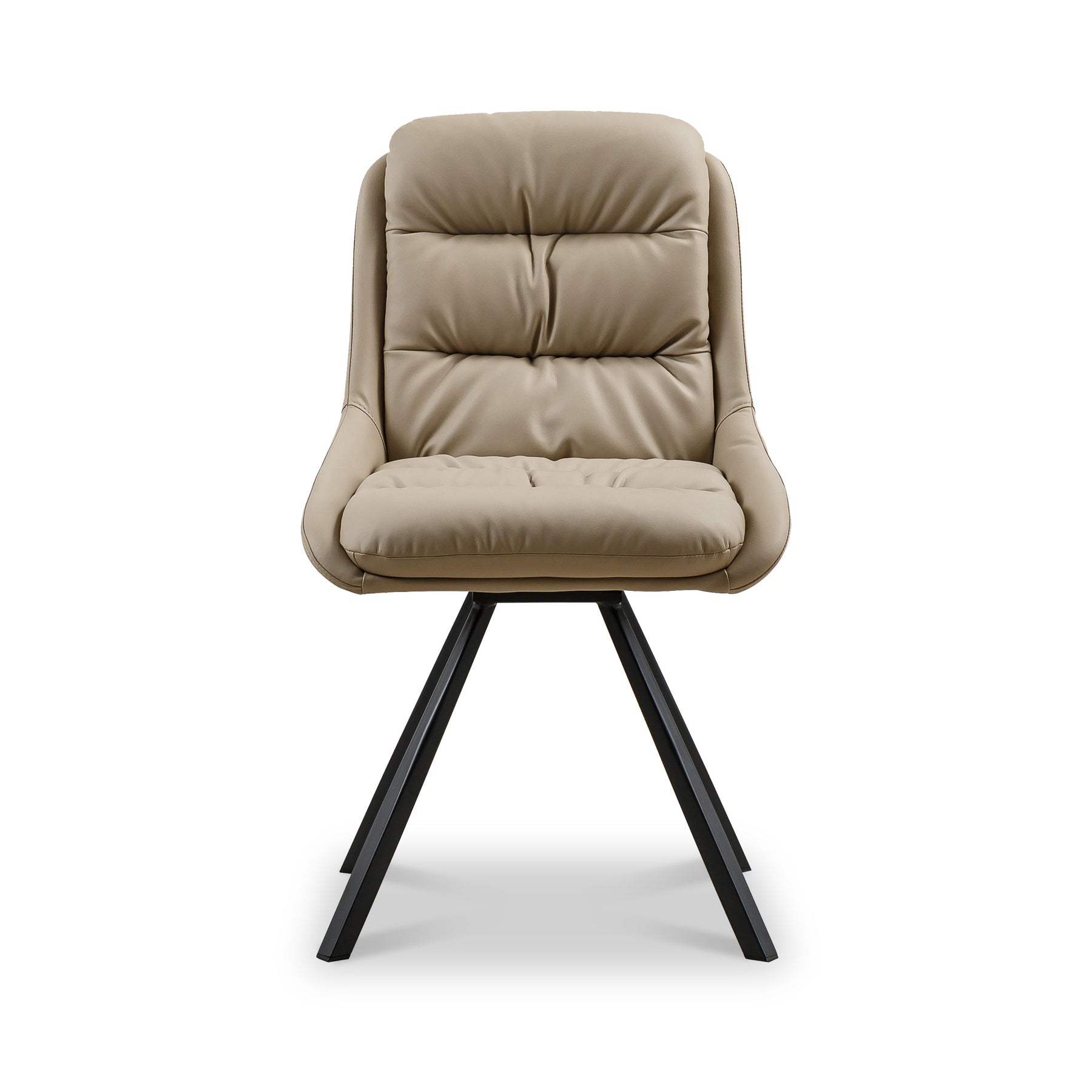 Elara Swivel Faux Leather Dining Chair Beige from Roseland Furniture