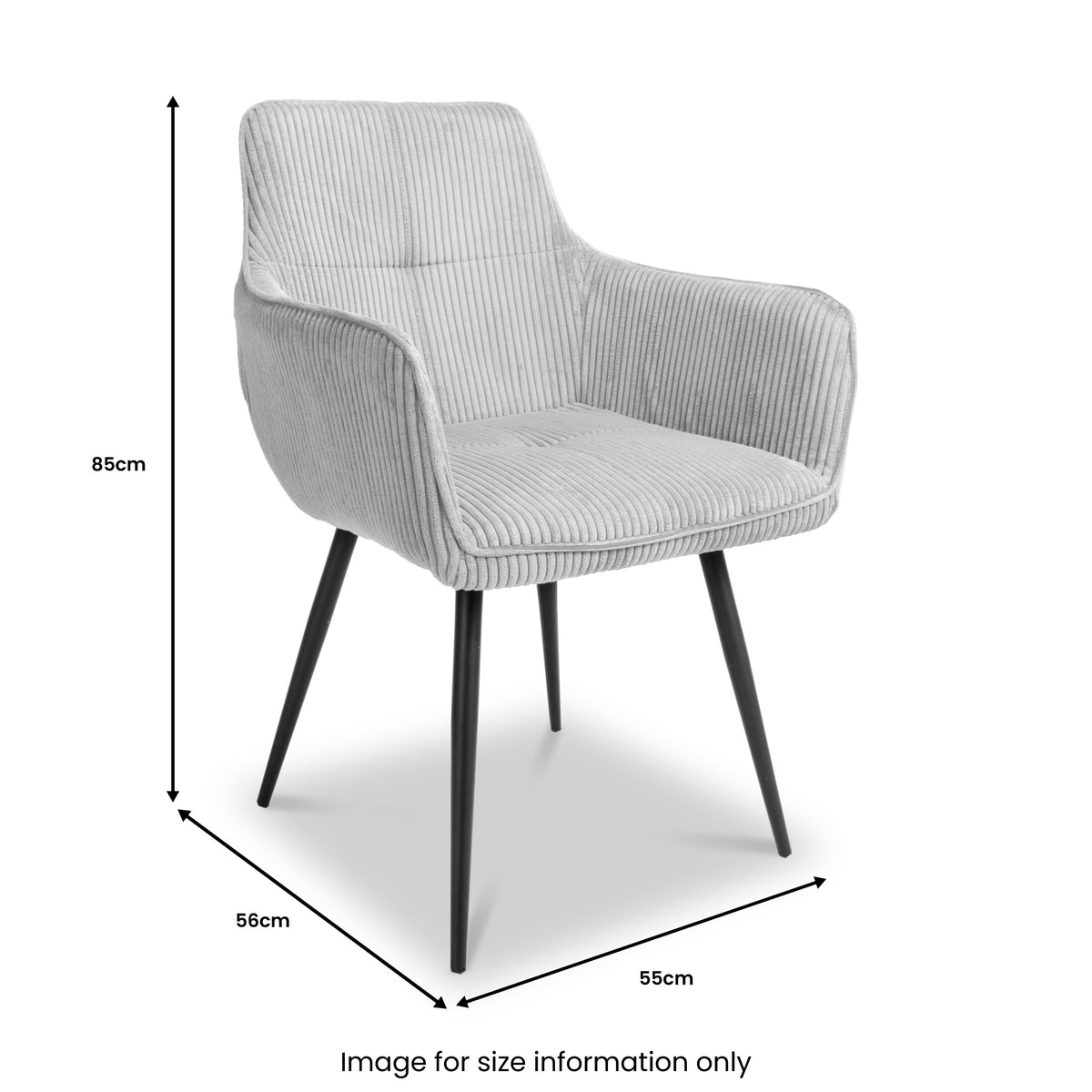 Elsham Corduroy Dining Chair Light Grey from Roseland Furniture