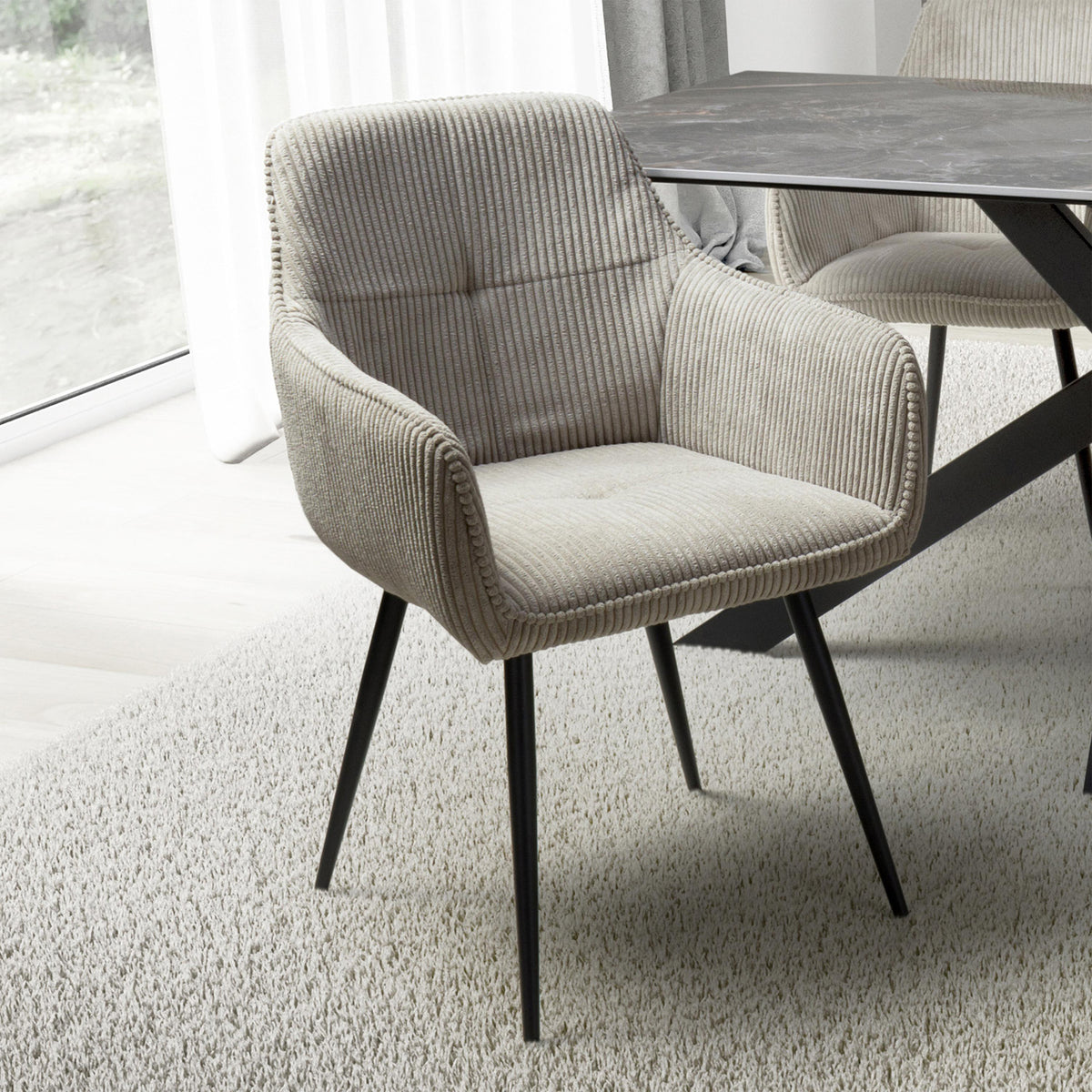 Elsham Corduroy Dining Chair Mink from Roseland Furniture