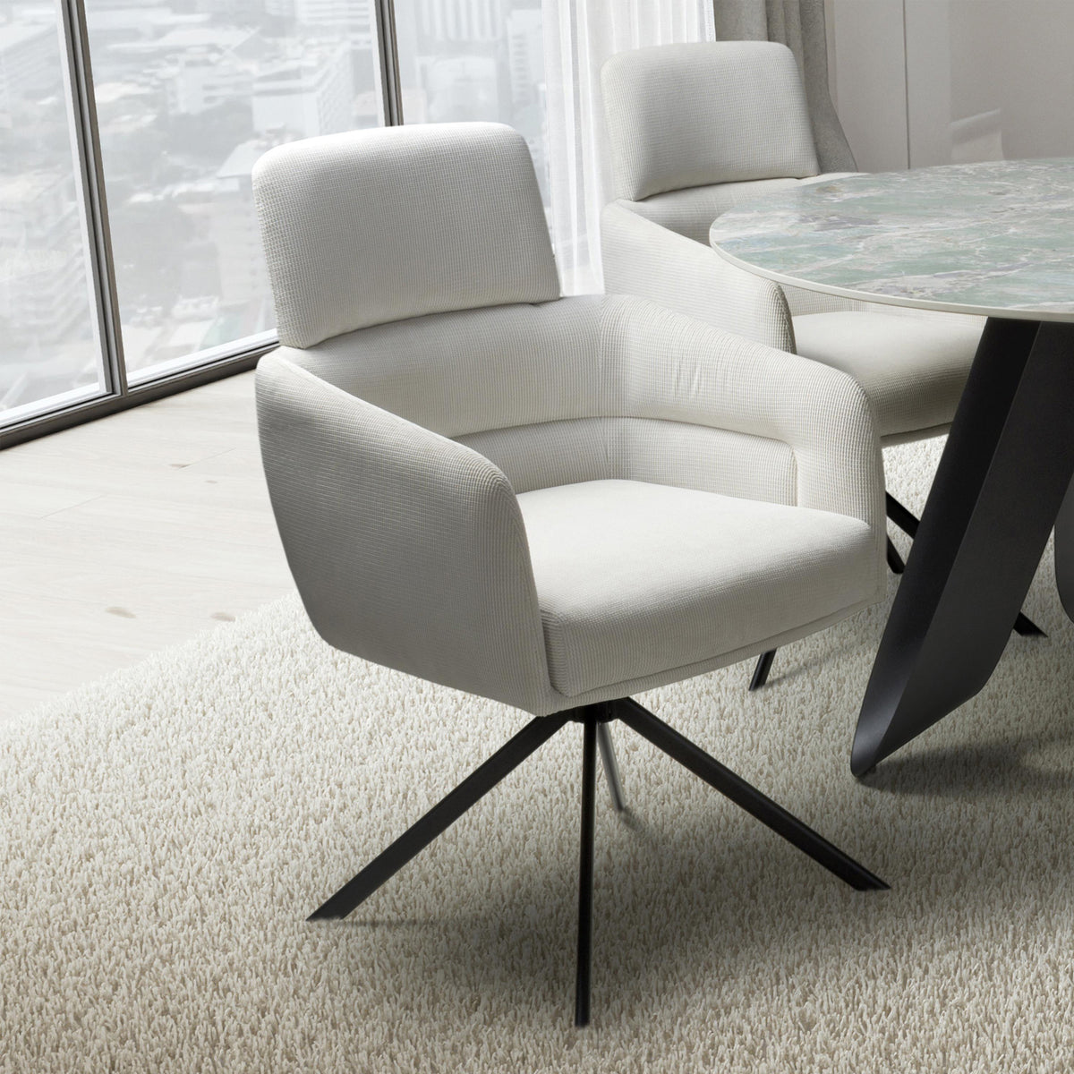 Gilston Corduroy Swivel Dining Chair from Roseland Furniture