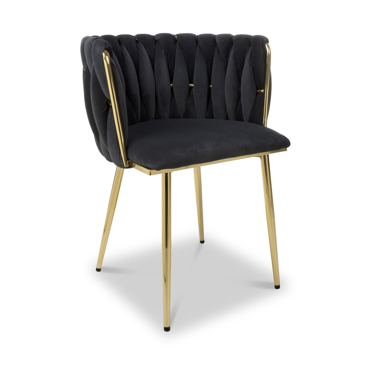 Cindy Woven Dining Chair Black Velvet from Roseland Furniture