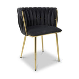 Cindy Woven Dining Chair Black Velvet from Roseland Furniture