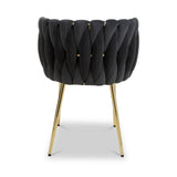 Cindy Woven Dining Chair Black Velvet from Roseland Furniture