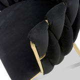 Cindy Woven Dining Chair Black Velvet from Roseland Furniture