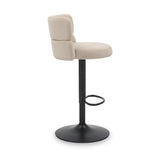 Clayden Brushed Velvet Bar Stool Cream Black from Roseland Furniture