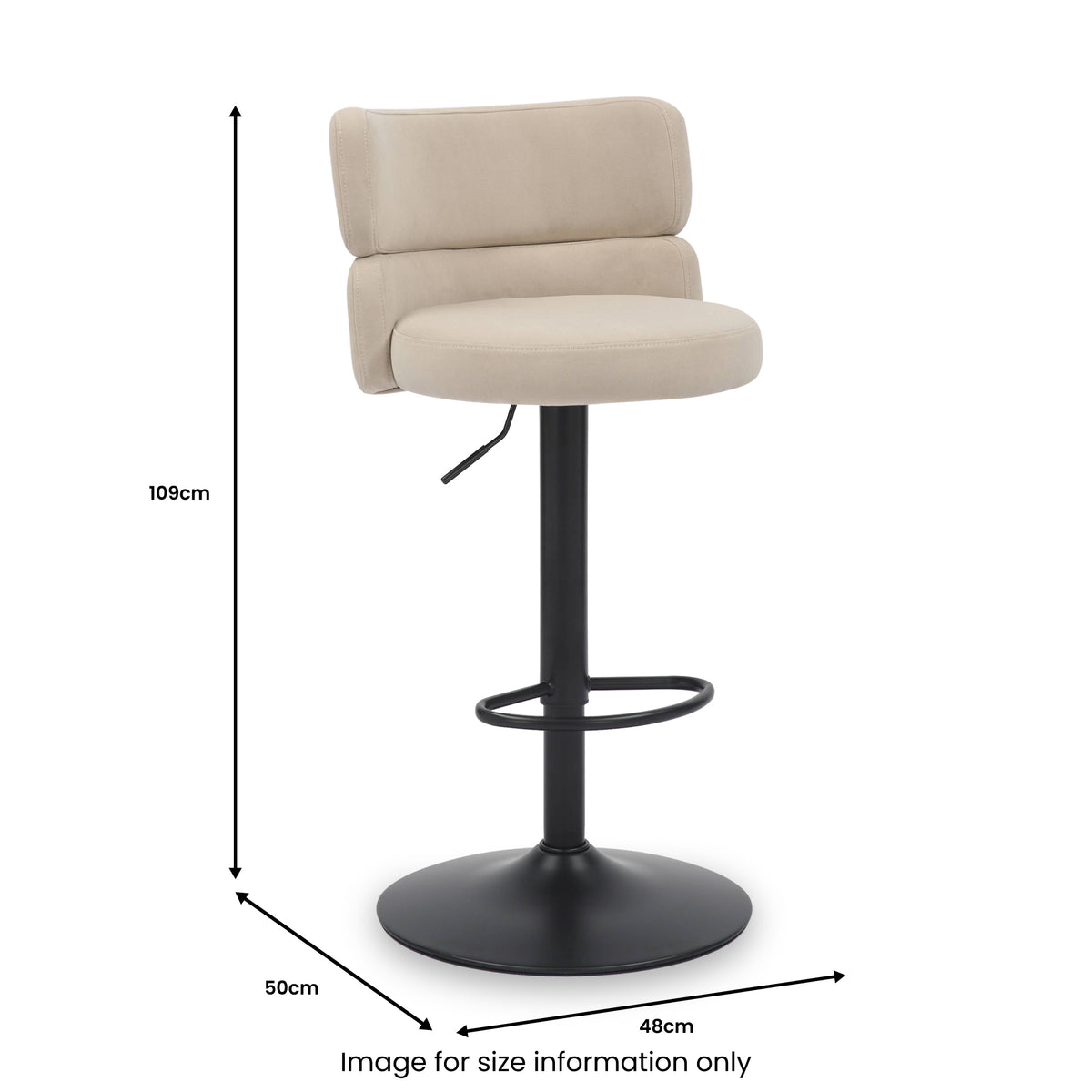 Clayden Brushed Velvet Bar Stool Cream Black from Roseland Furniture