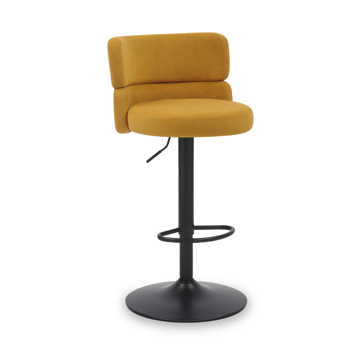 Clayden Brushed Velvet Bar Stool Mustard Black from Roseland Furniture
