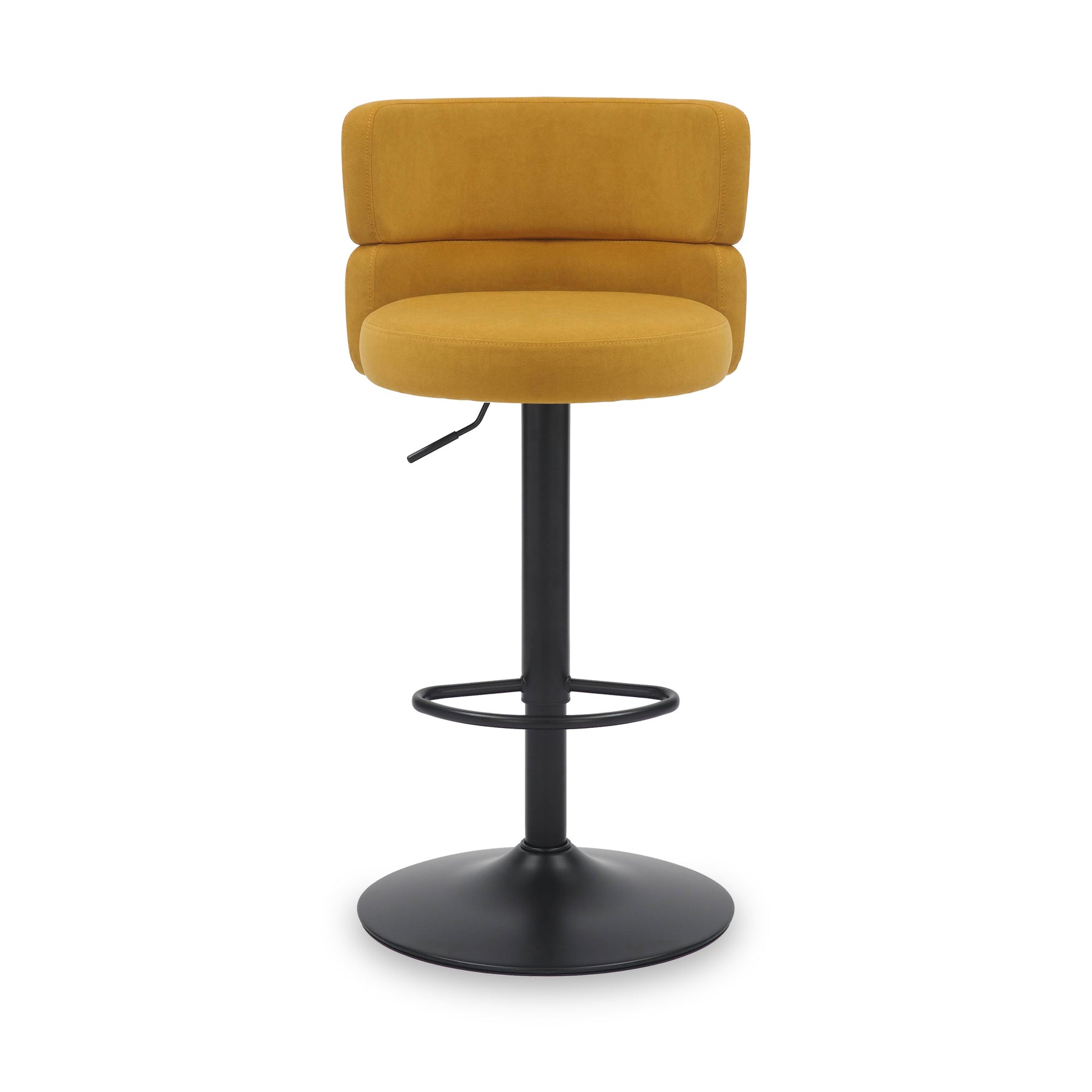 Clayden Brushed Velvet Bar Stool Mustard Black from Roseland Furniture