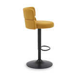 Clayden Brushed Velvet Bar Stool Mustard Black from Roseland Furniture