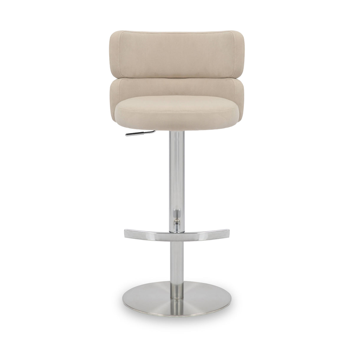 Carvell Brushed Velvet Bar Stool Cream Chrome from Roseland Furniture