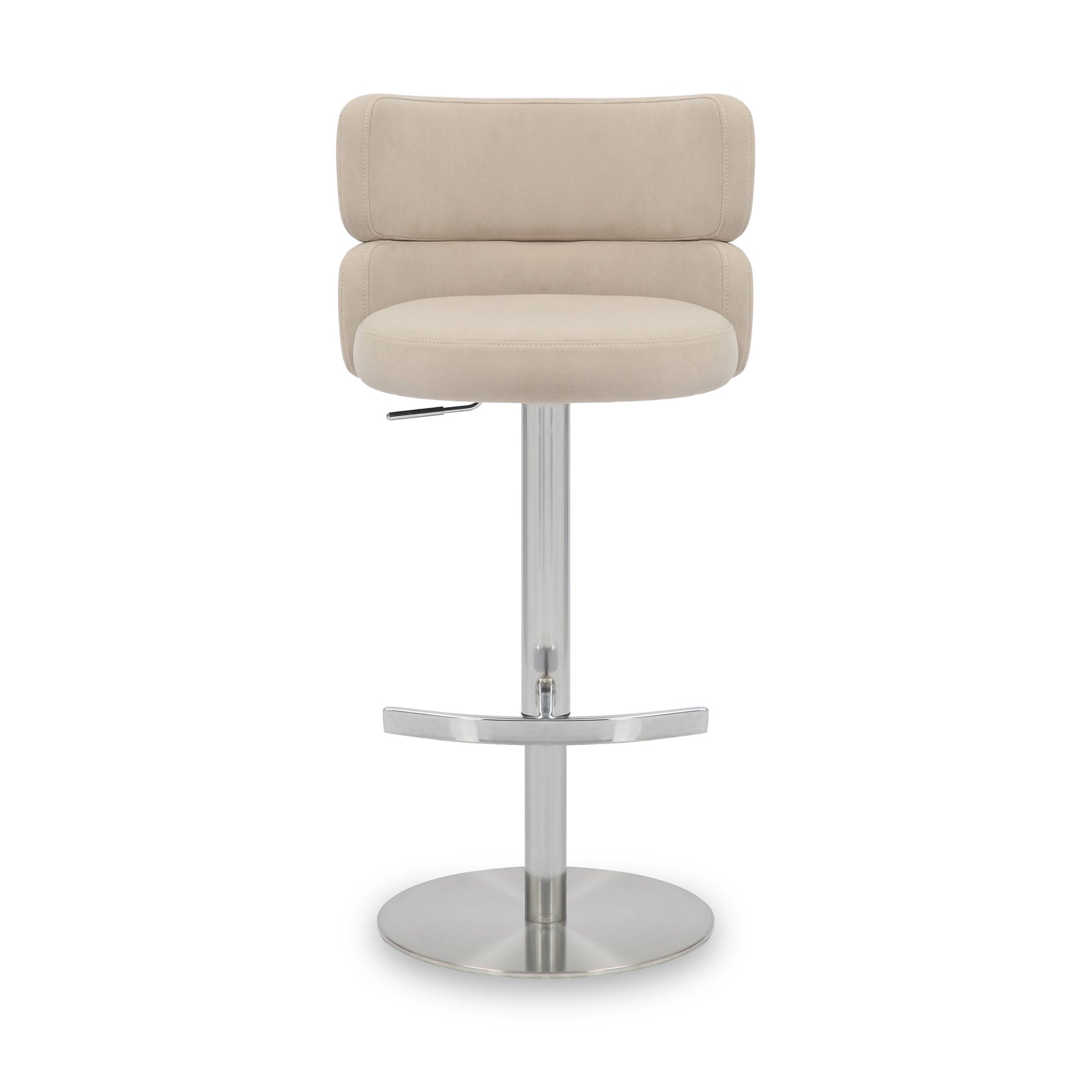 Carvell Brushed Velvet Bar Stool Cream Chrome from Roseland Furniture