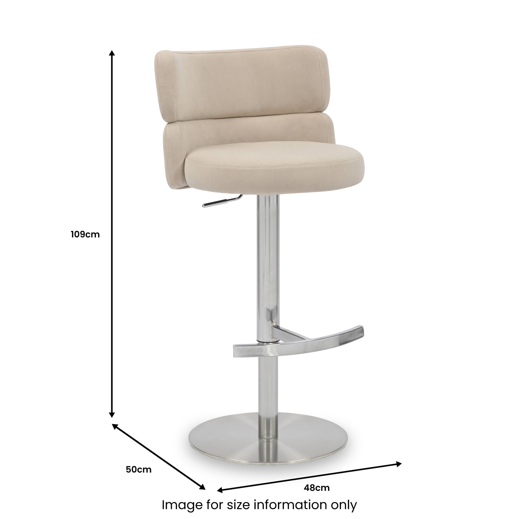 Carvell Brushed Velvet Bar Stool Cream Chrome from Roseland Furniture