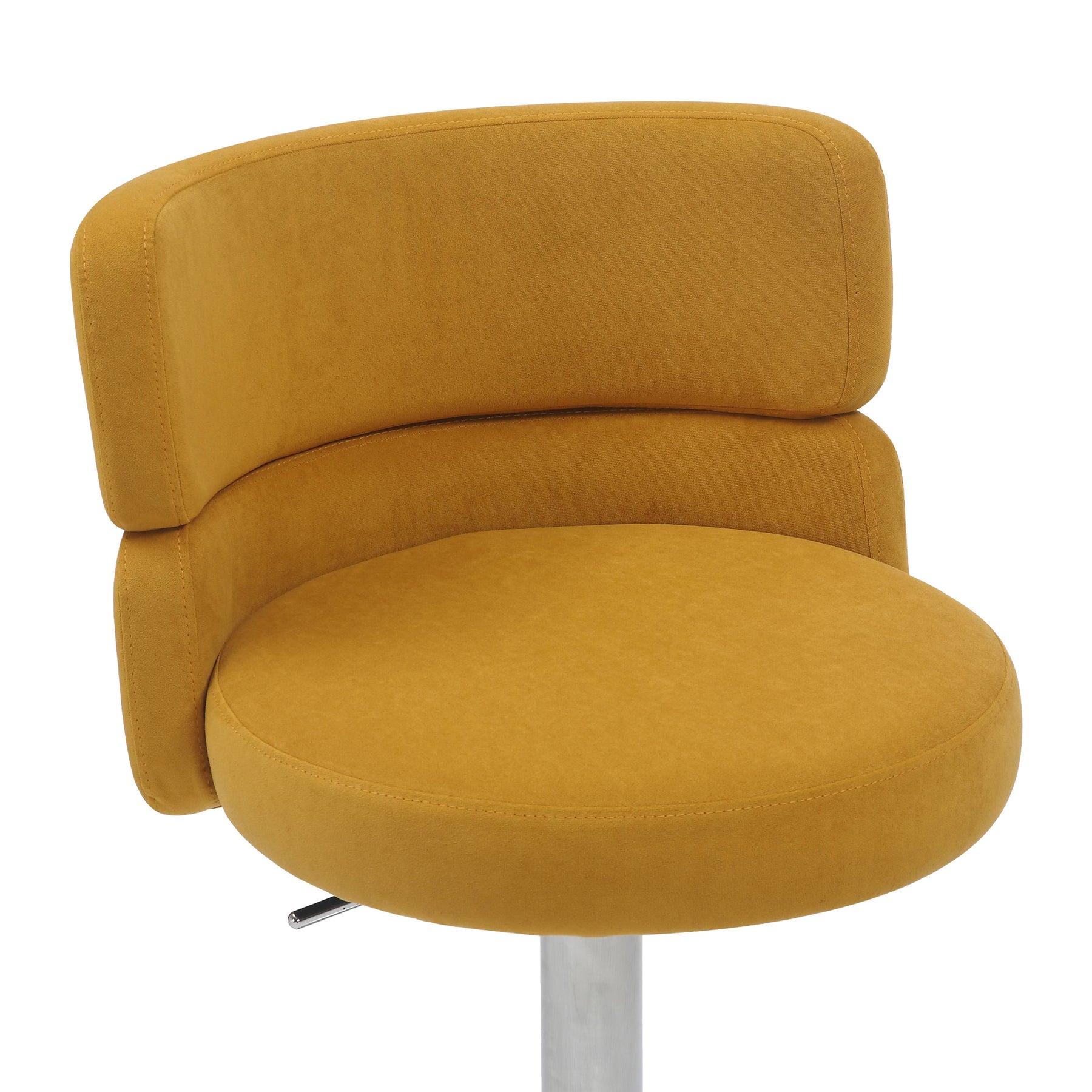 Carvell Brushed Velvet Bar Stool Mustard Chrome from Roseland Furniture