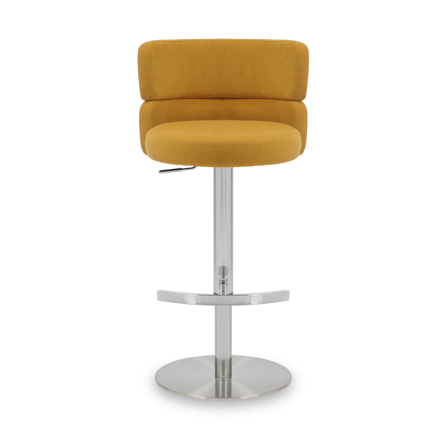 Carvell Brushed Velvet Bar Stool Mustard Chrome from Roseland Furniture