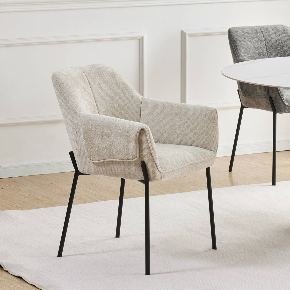 Trento Chenille Dining Chair Natural from Roseland Furniture