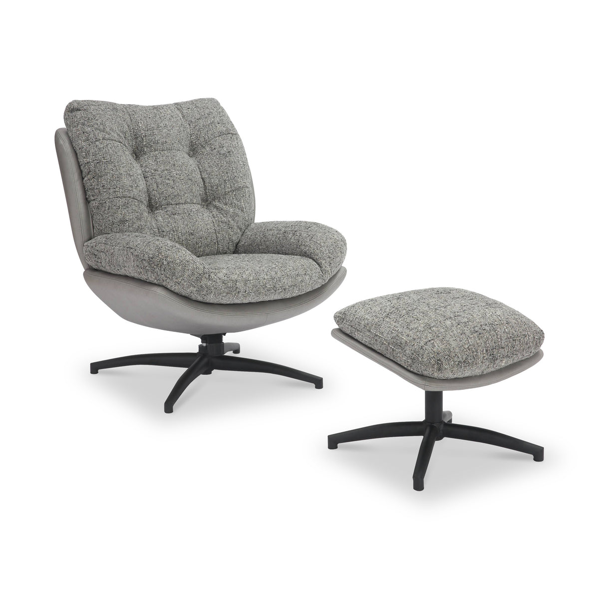 Kelso Lounge Accent Chair with Footstool Grey from Roseland Furniture