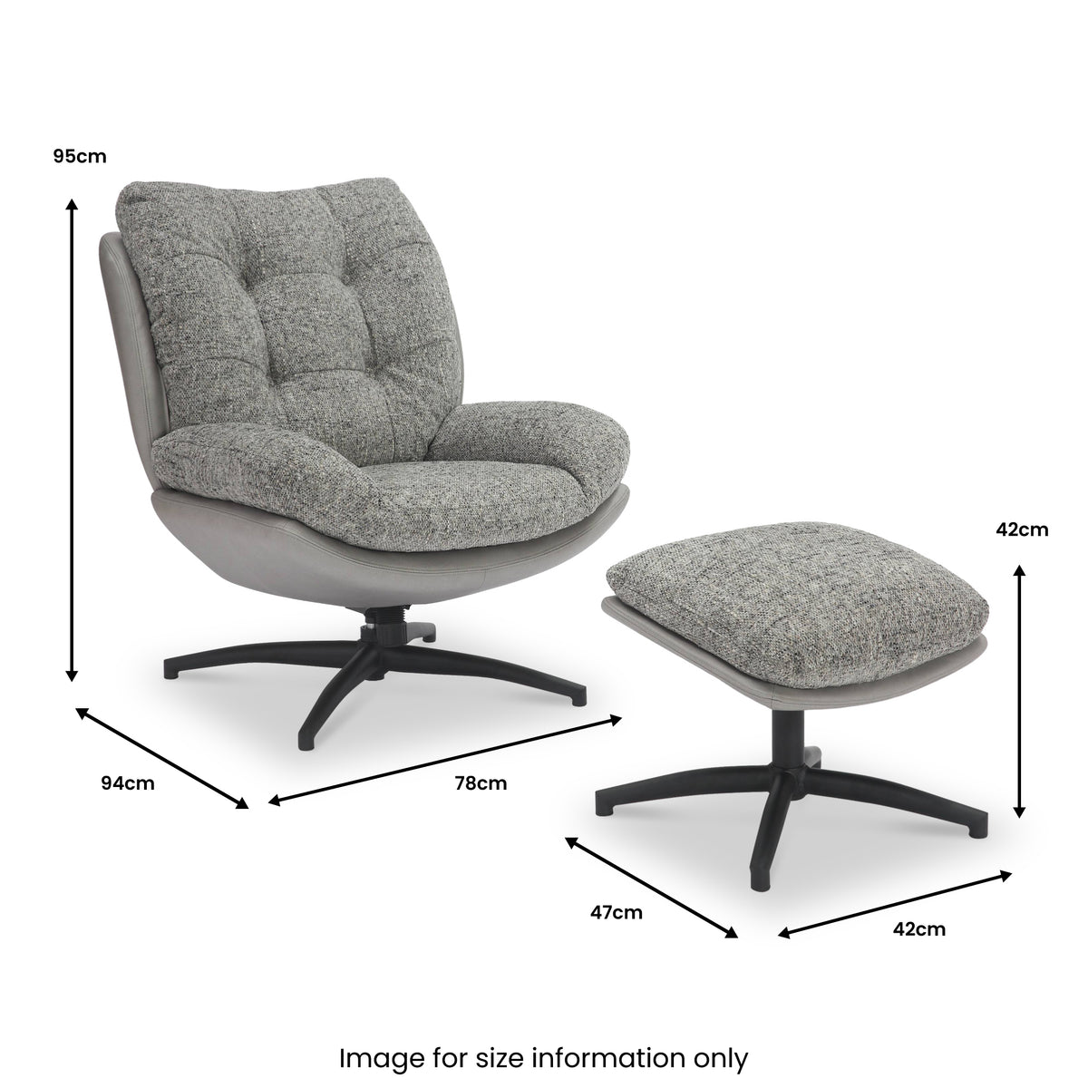 Kelso Lounge Accent Chair with Footstool Grey from Roseland Furniture