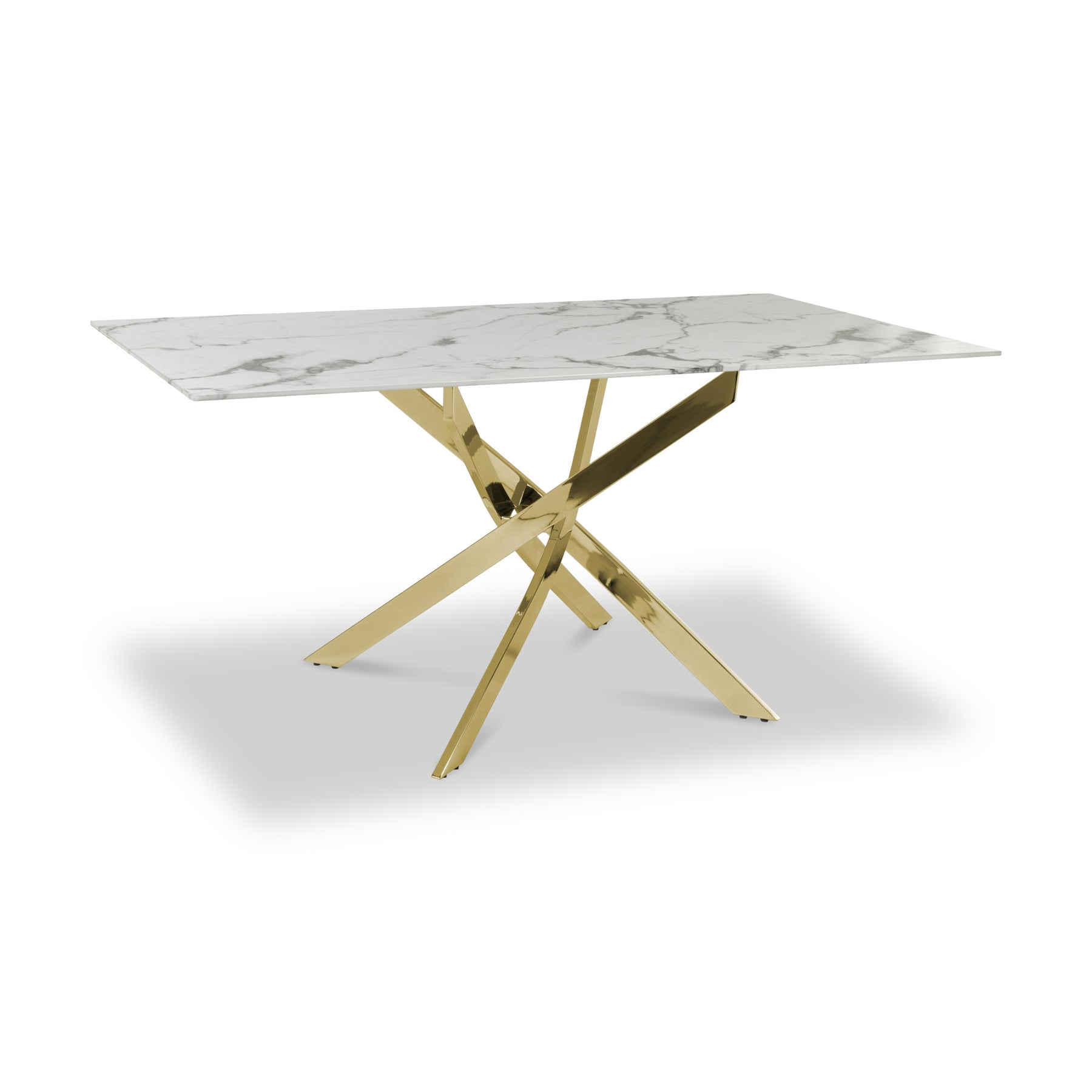 Melody 160cm Marble Effect Dining Table White Gold from Roseland Furniture