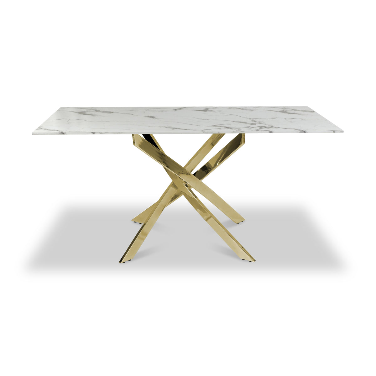 Melody 160cm Marble Effect Dining Table White Gold from Roseland Furniture